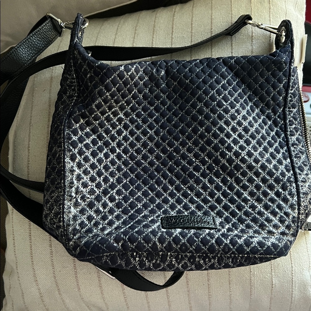 Vera Bradley Carson Mini Hobo Crossbody Bag Womens Silver Blue